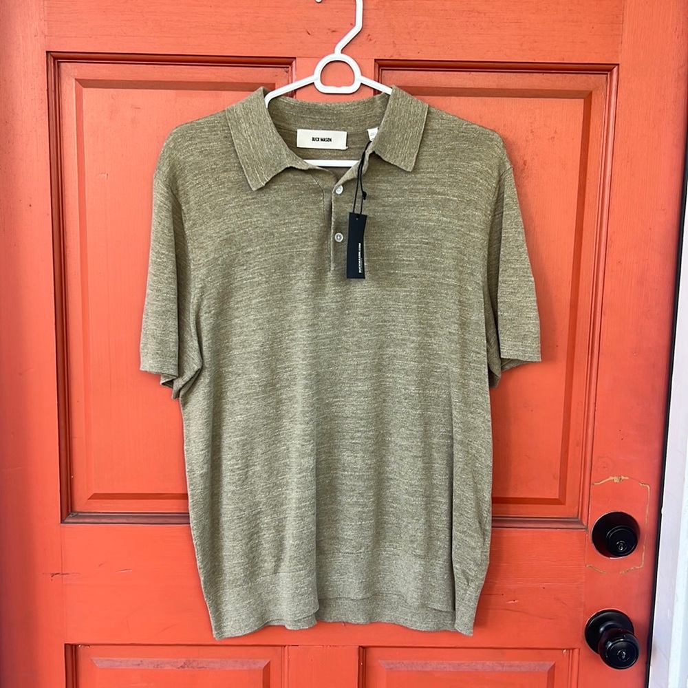 Buck Mason Green Avalon Knit Polo men’s medium new with tags!!